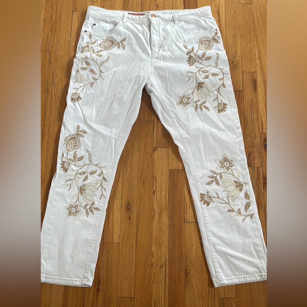 Embroidered Anthropologie Denim Pants